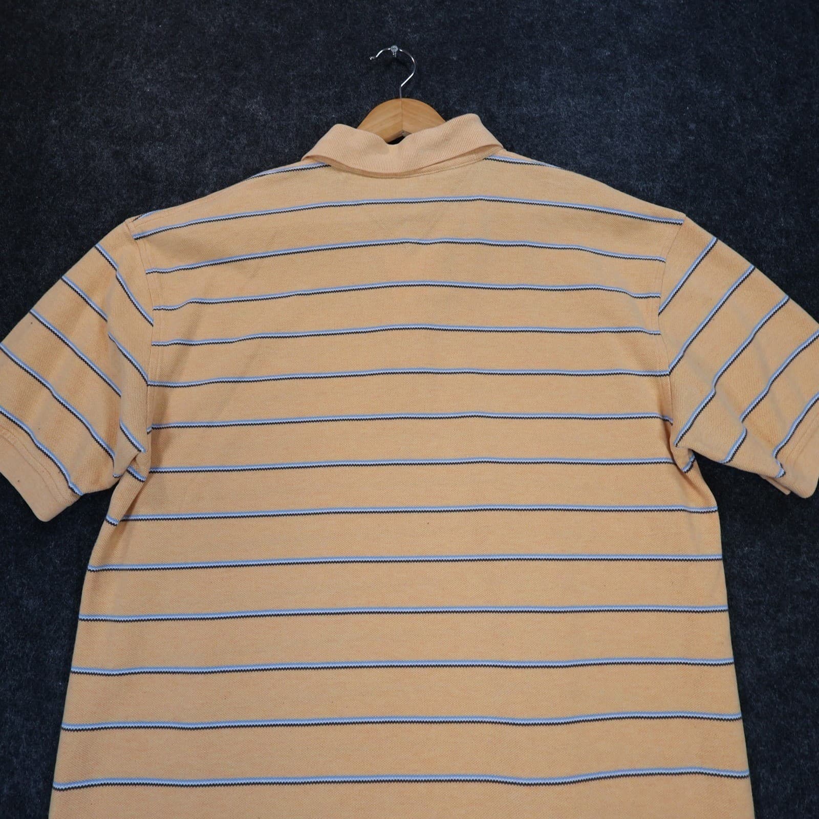 Tommy Hilfiger Polo Shirt Mens Large Yellow Excellent Striped Pique Short Sleeve - Thumbnail 4
