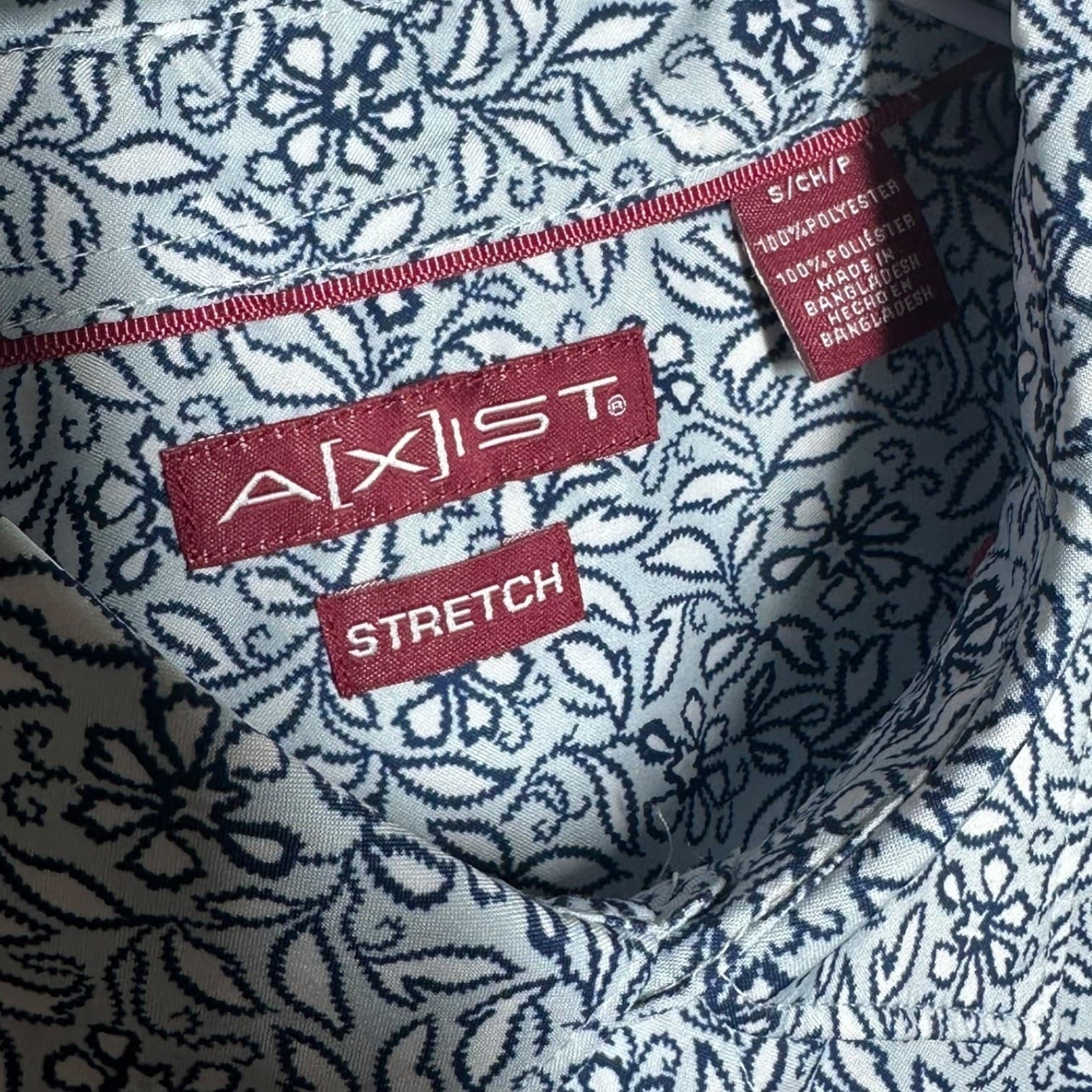AXIST Men’s Short Sleeve Button-Down Shirt Floral Print Blue Size S - Thumbnail 4