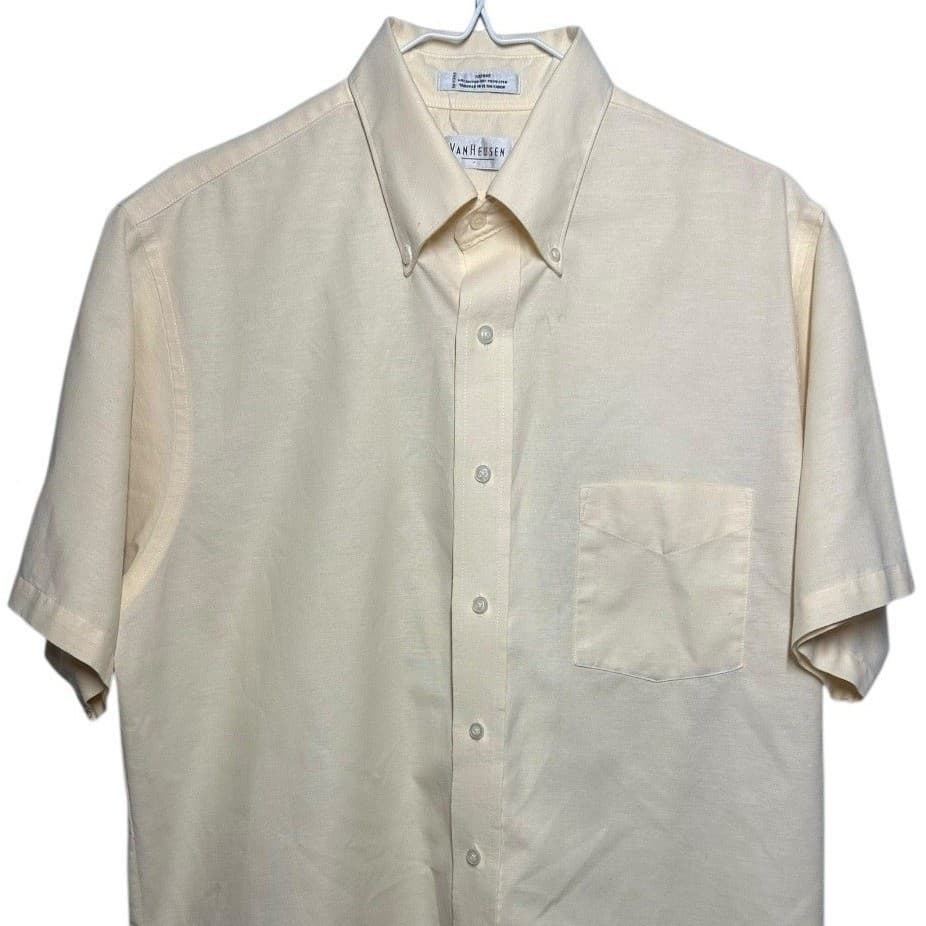 VAN HEUSEN Men's Short Sleeve Oxford Button Down Shirt Size Large 16.5 - Thumbnail 3