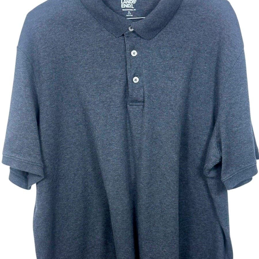 Lands End Mens Dark Gray Traditional Fit Short Sleeve Polo Shirt XL - Thumbnail 5