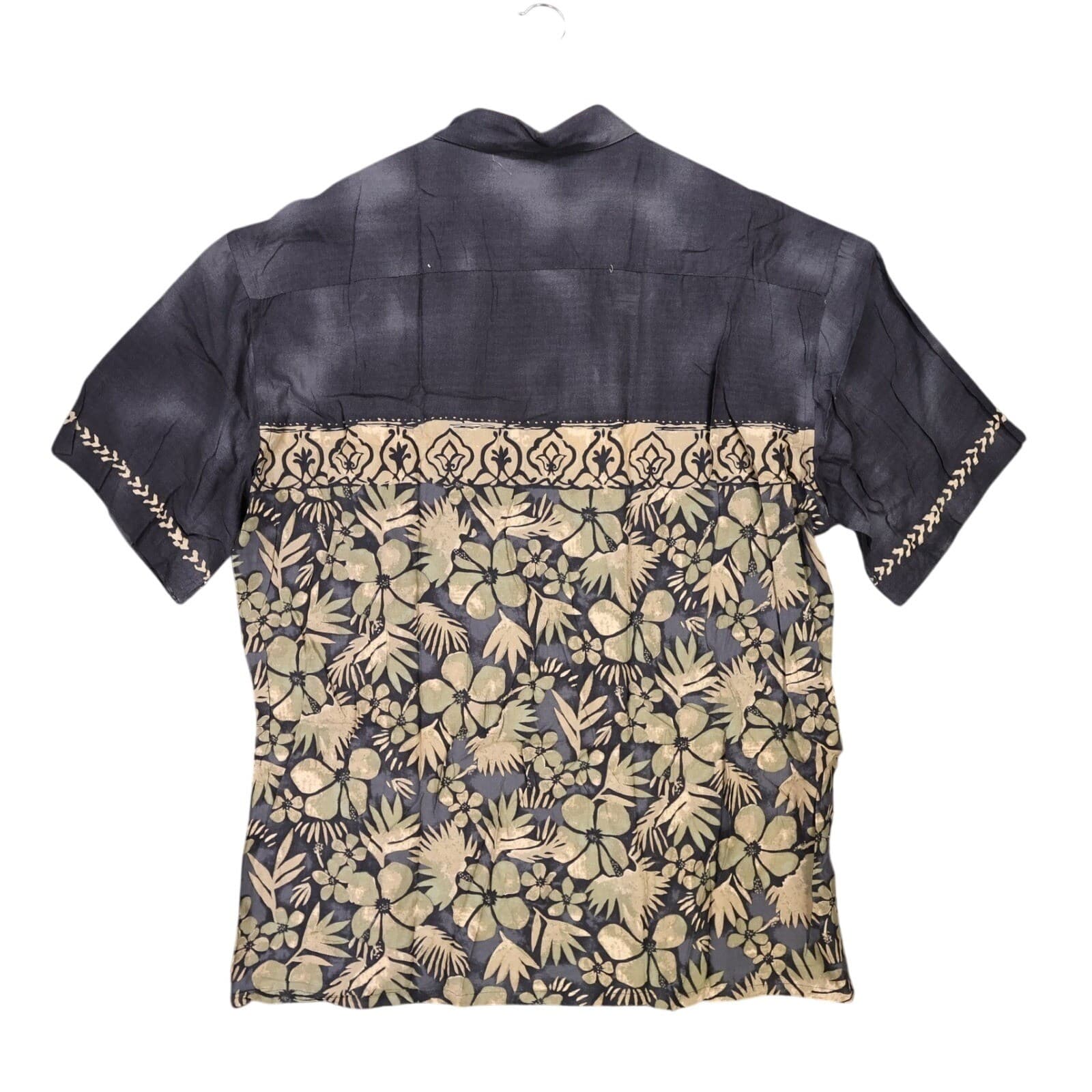 Van Heusen Button Up Shirt Mens XL Blue New Tropical Floral Rayon Vintage - Thumbnail 2