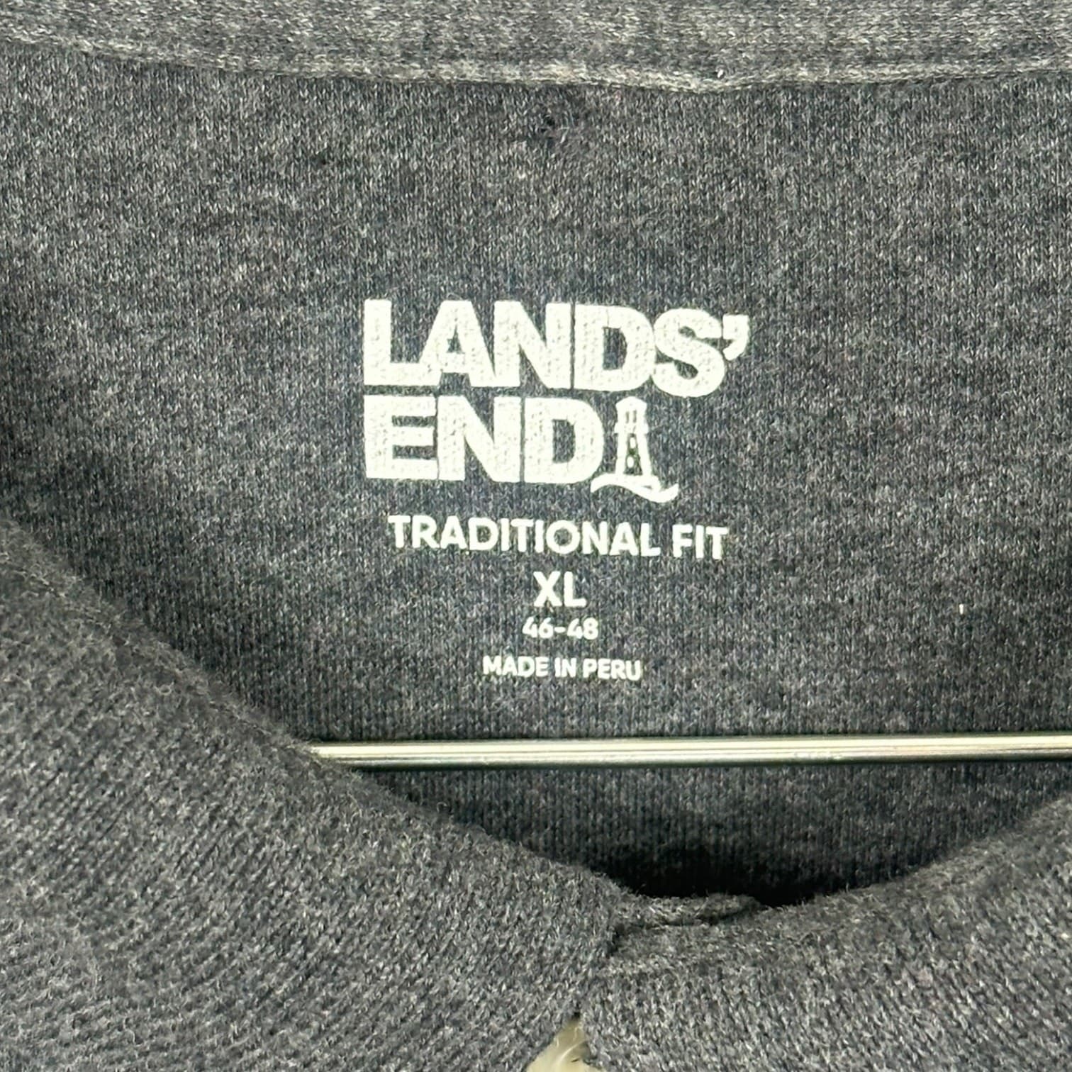 Lands End Mens Dark Gray Traditional Fit Short Sleeve Polo Shirt XL - Thumbnail 7