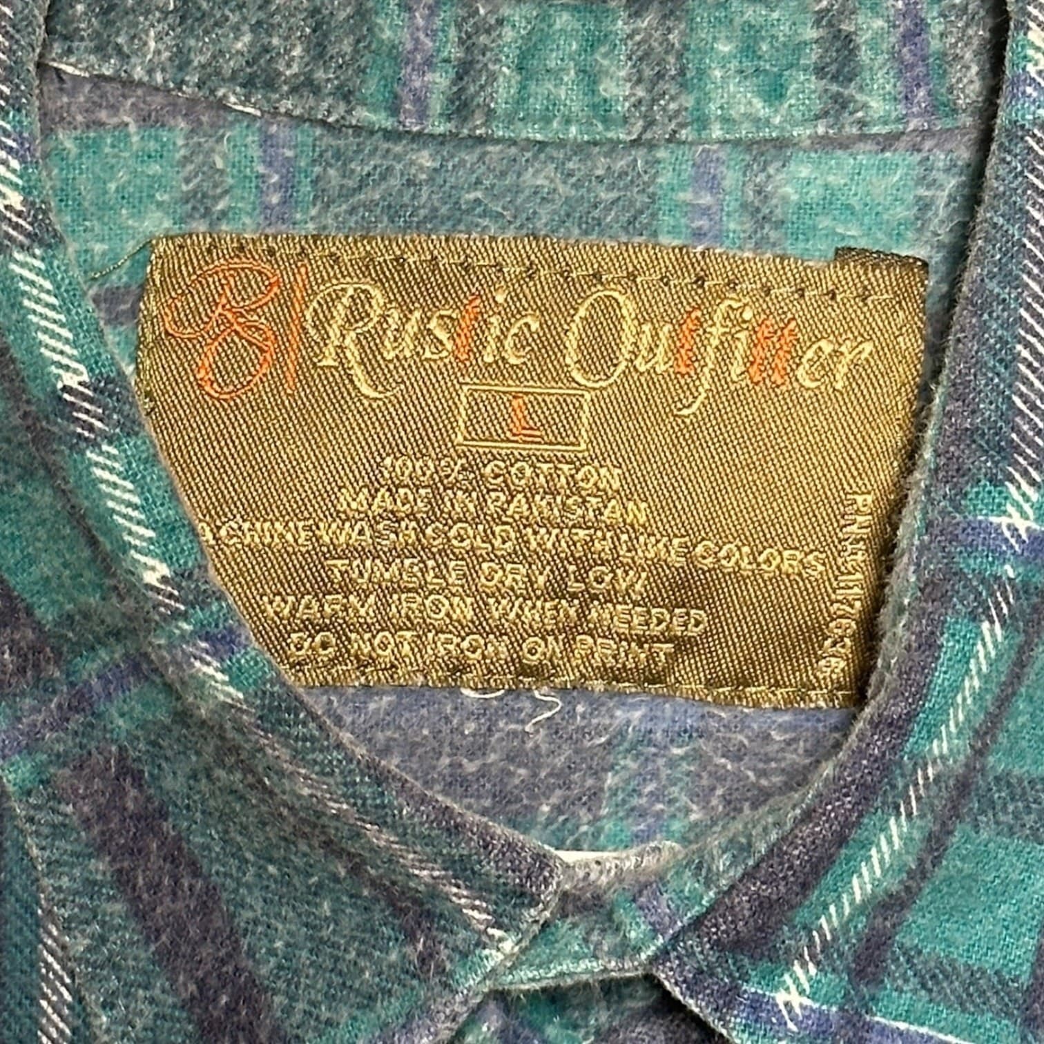 Rustic Outfitters Mens Plaid Flannel Long Sleeve Button Up Shirt Large - Thumbnail 7