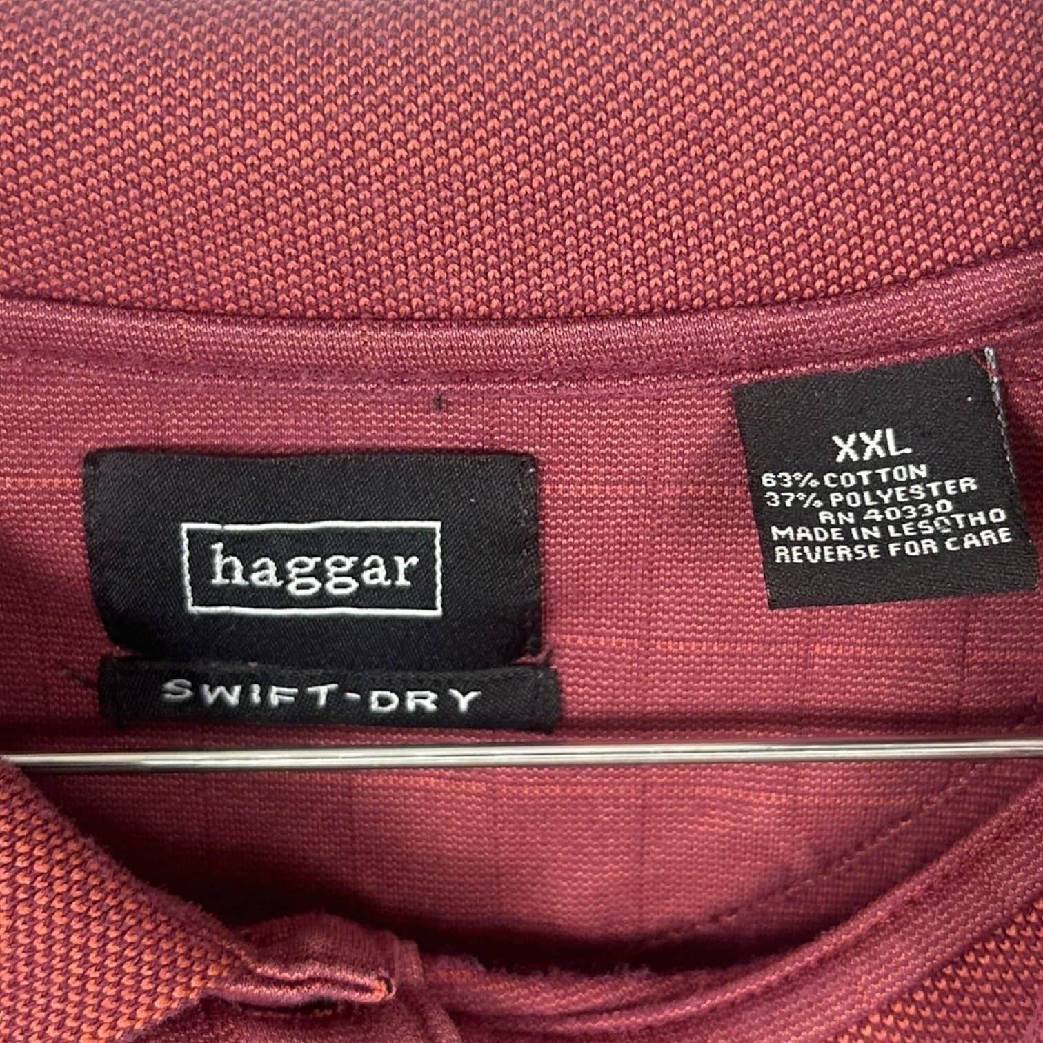Haggar Men’s Polo Shirt Swift-Dry Burgundy XXL - Thumbnail 4