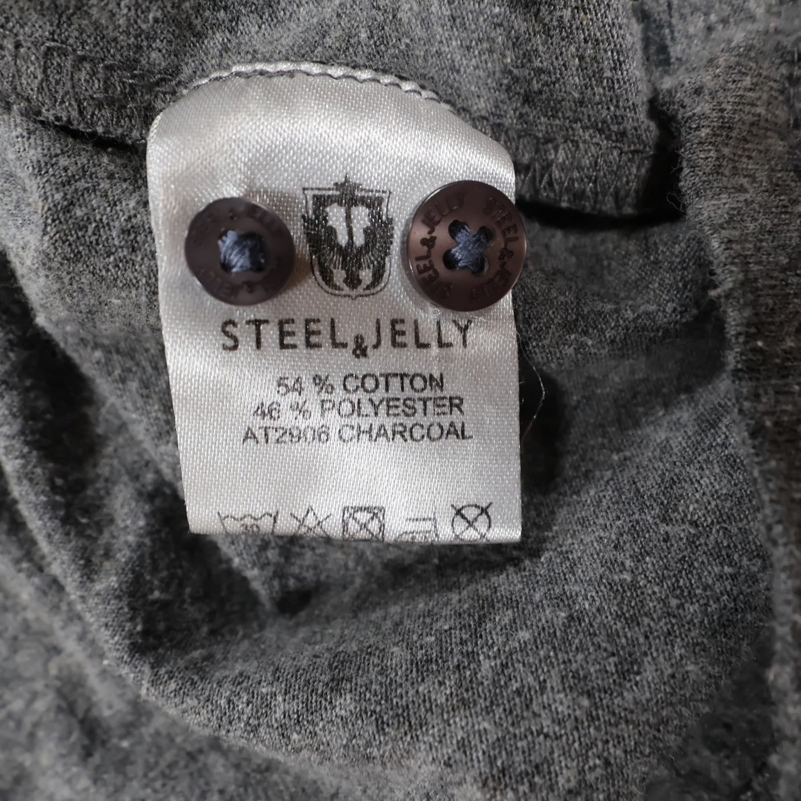 Steel & Jelly Polo Shirt Mens XL Charcoal Excellent Car Print Henley - Thumbnail 7