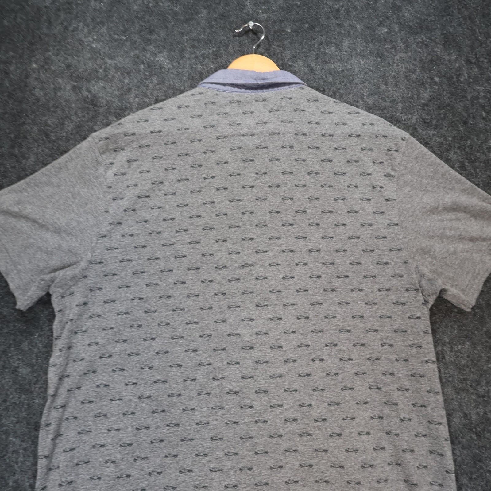 Steel & Jelly Polo Shirt Mens XL Charcoal Excellent Car Print Henley - Thumbnail 4
