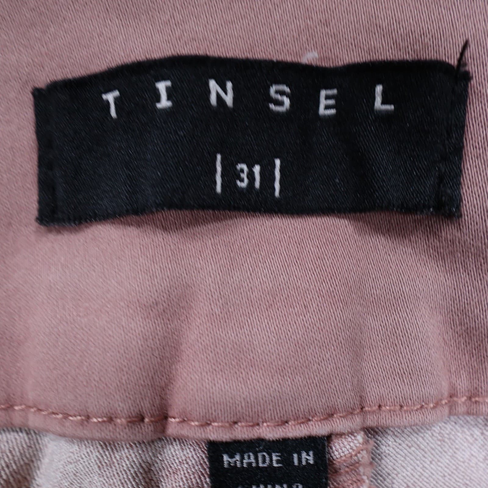 Tinsel Pants Womens 31 Pink Cotton Blend Skinny Ankle Rose Gold Zipper Stretch - Thumbnail 7