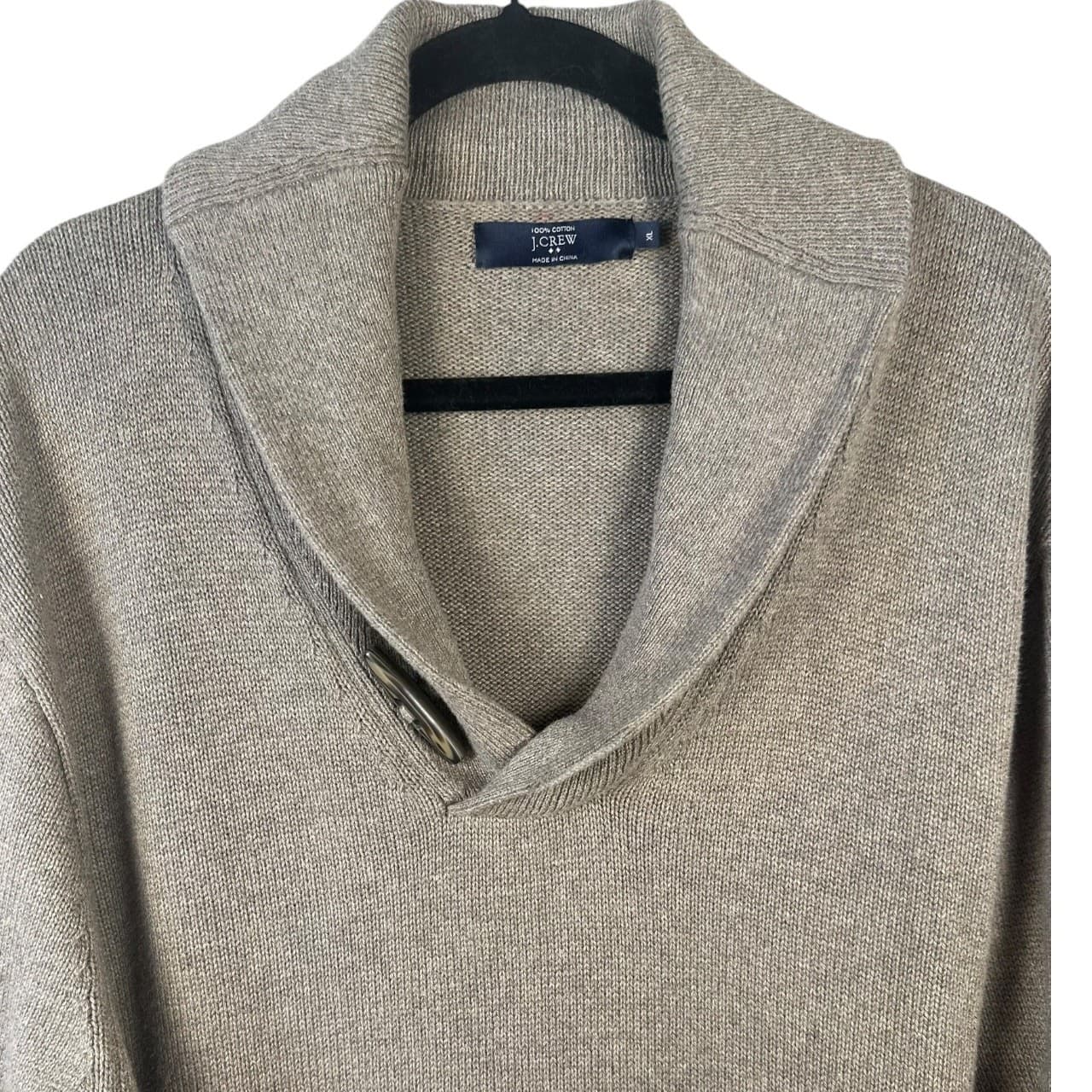J. Crew Mens XL Beige Shawl Collar Pullover Sweater - Thumbnail 8