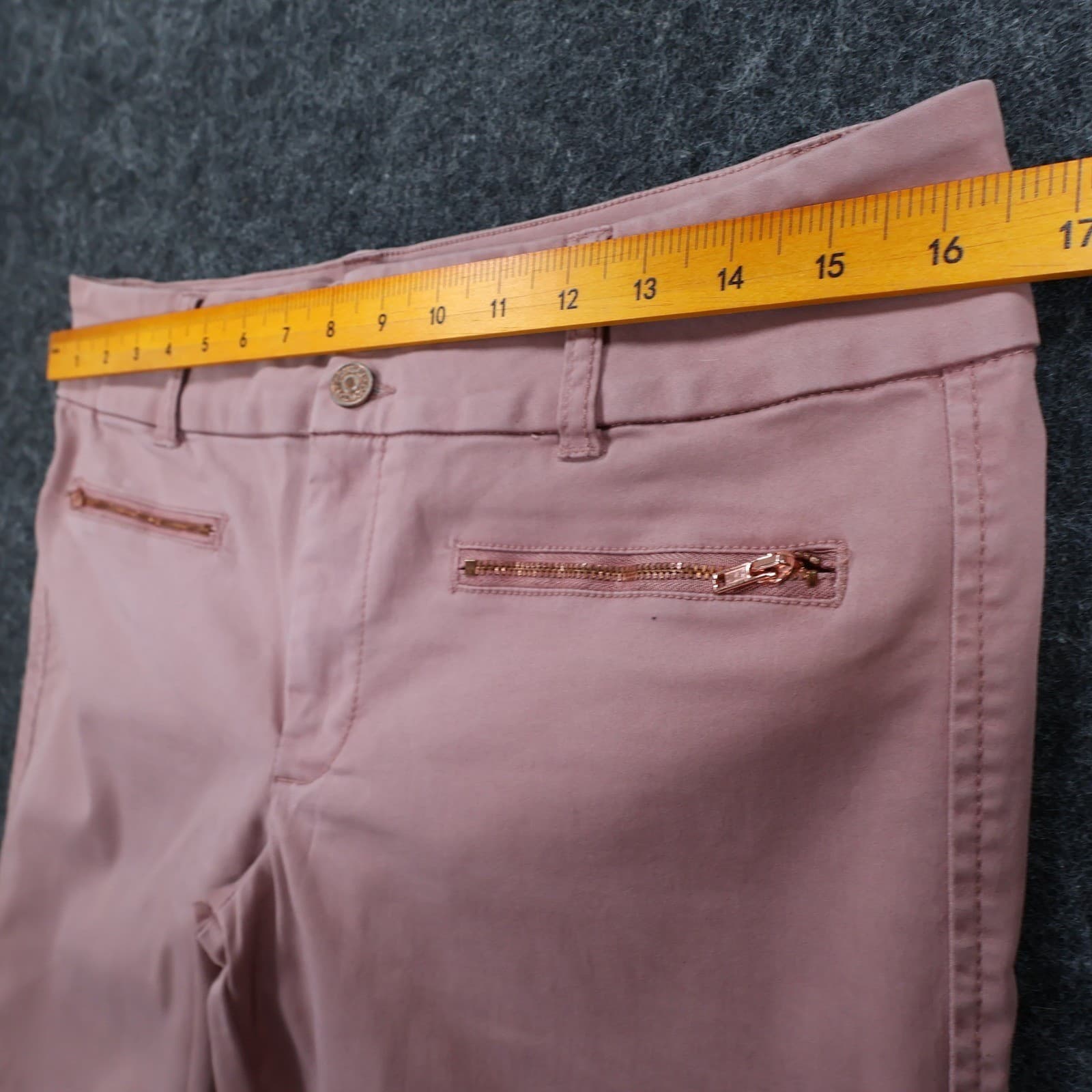 Tinsel Pants Womens 31 Pink Cotton Blend Skinny Ankle Rose Gold Zipper Stretch - Thumbnail 6