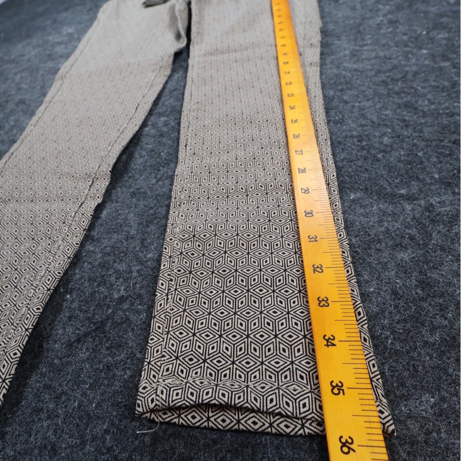 Sabrina Lauren Skinny Pants Womens 6 Tan Black Geometric Rayon Blend Slim Fit - Thumbnail 3