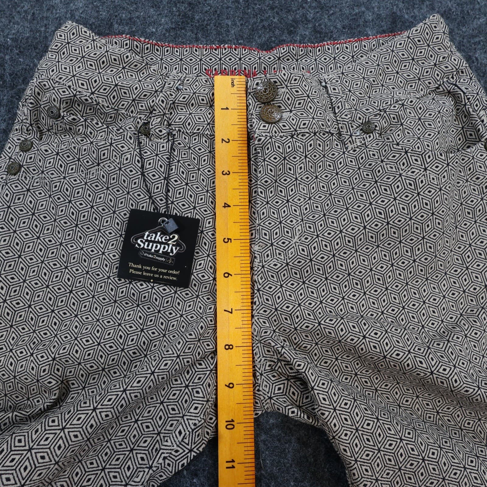 Sabrina Lauren Skinny Pants Womens 6 Tan Black Geometric Rayon Blend Slim Fit - Thumbnail 5