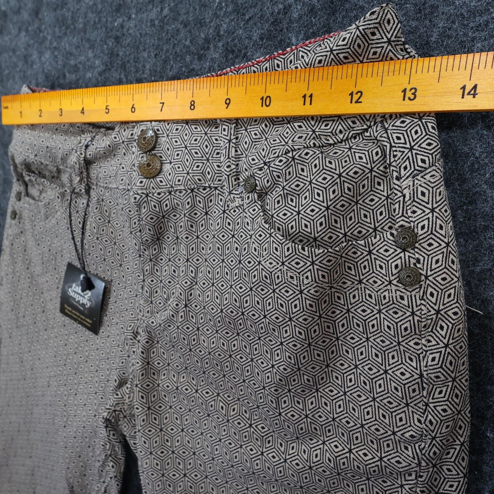 Sabrina Lauren Skinny Pants Womens 6 Tan Black Geometric Rayon Blend Slim Fit - Thumbnail 6