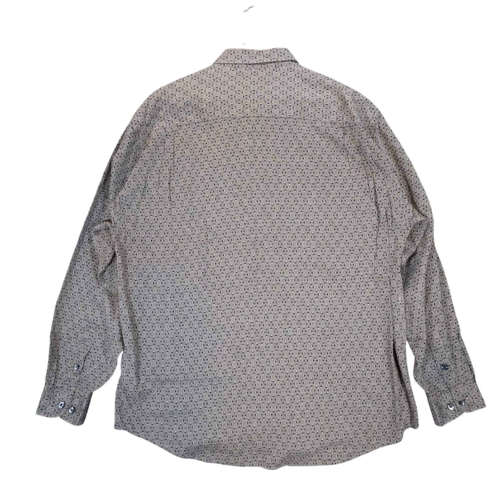 A'croi Button Up Shirt Mens XL Tan Excellent Vintage Geometric Long Sleeve - Thumbnail 3