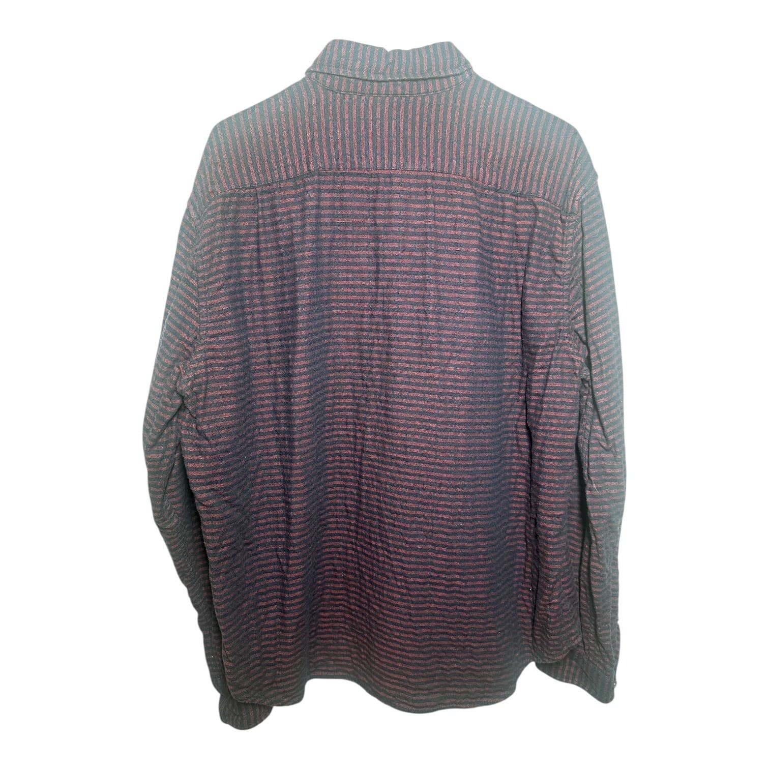 Merona Men’s Button-Down Shirt Striped Long Sleeve Burgundy Navy XL - Thumbnail 2
