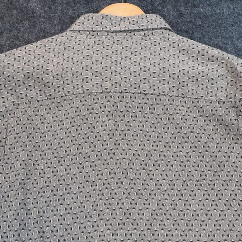A'croi Button Up Shirt Mens XL Tan Excellent Vintage Geometric Long Sleeve - Thumbnail 5