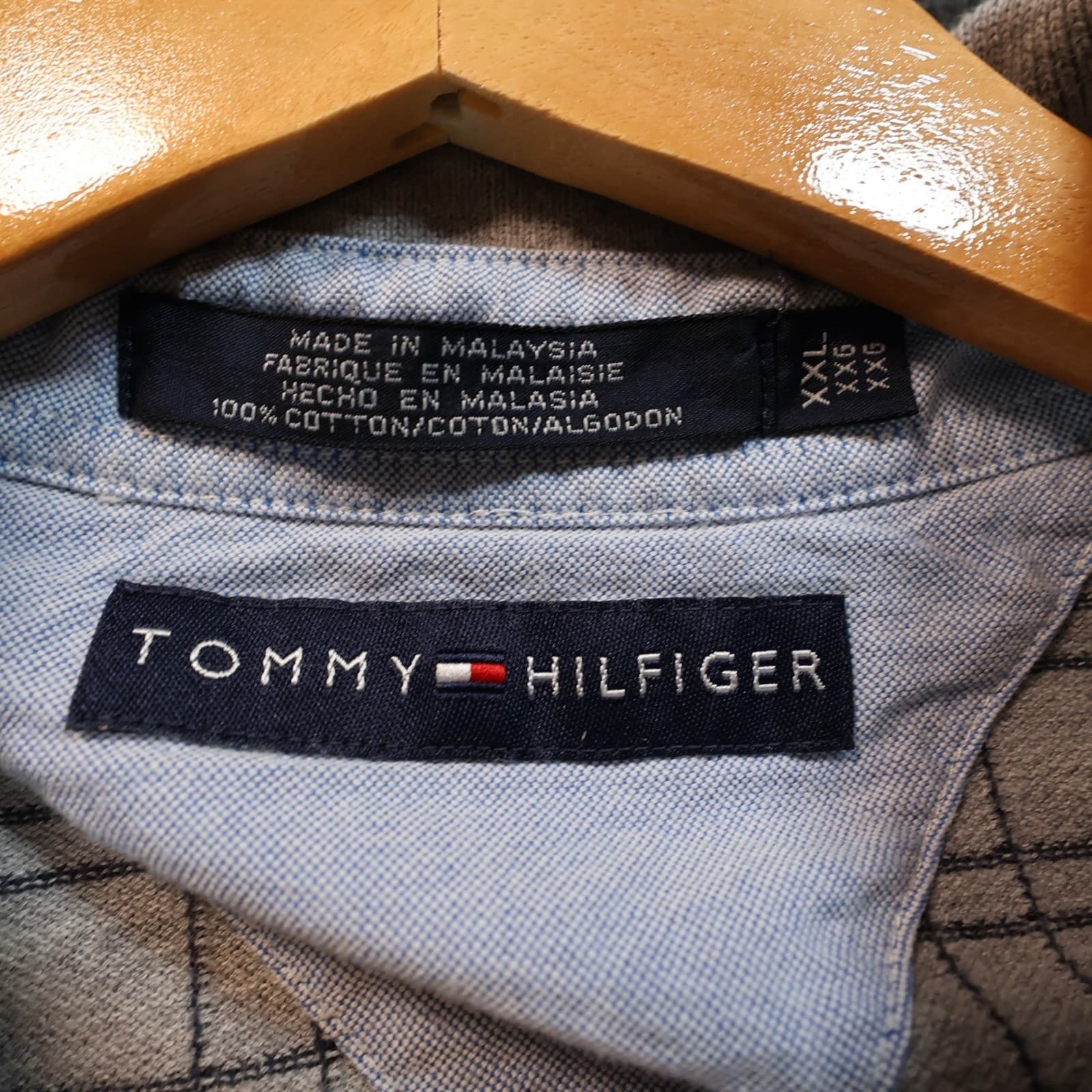 Tommy Hilfiger Polo Shirt Mens XXL Gray Excellent Plaid Short Sleeve Cotton - Thumbnail 7