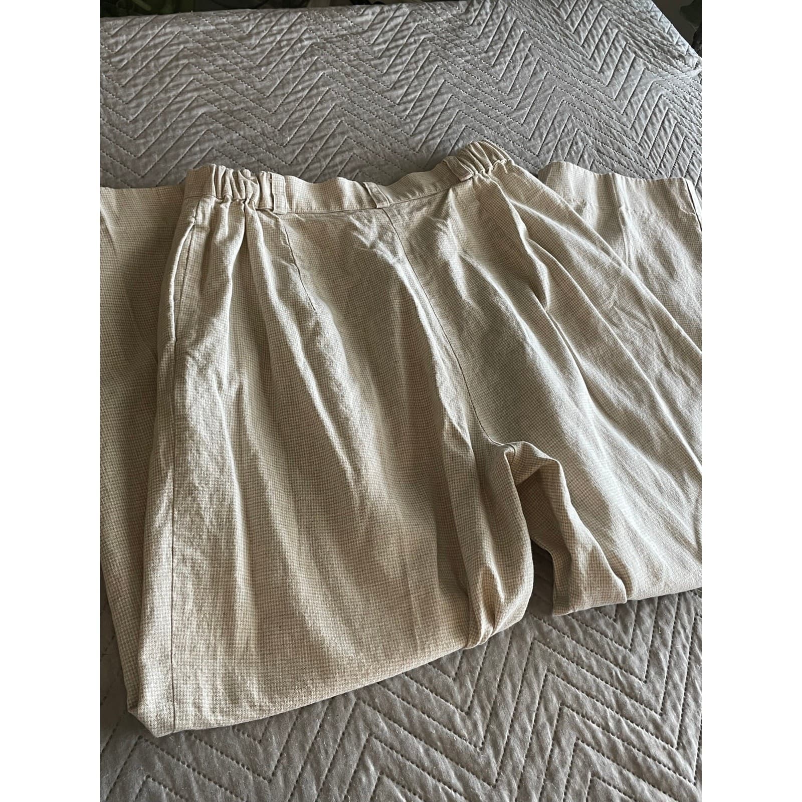 Vintage Sharon Young Womens Size 28 Beige Linen Pants - Thumbnail 9