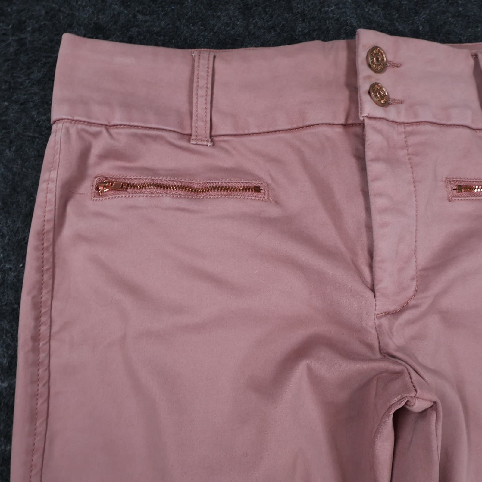 Tinsel Pants Womens 31 Pink Cotton Blend Skinny Ankle Rose Gold Zipper Stretch - Thumbnail 11