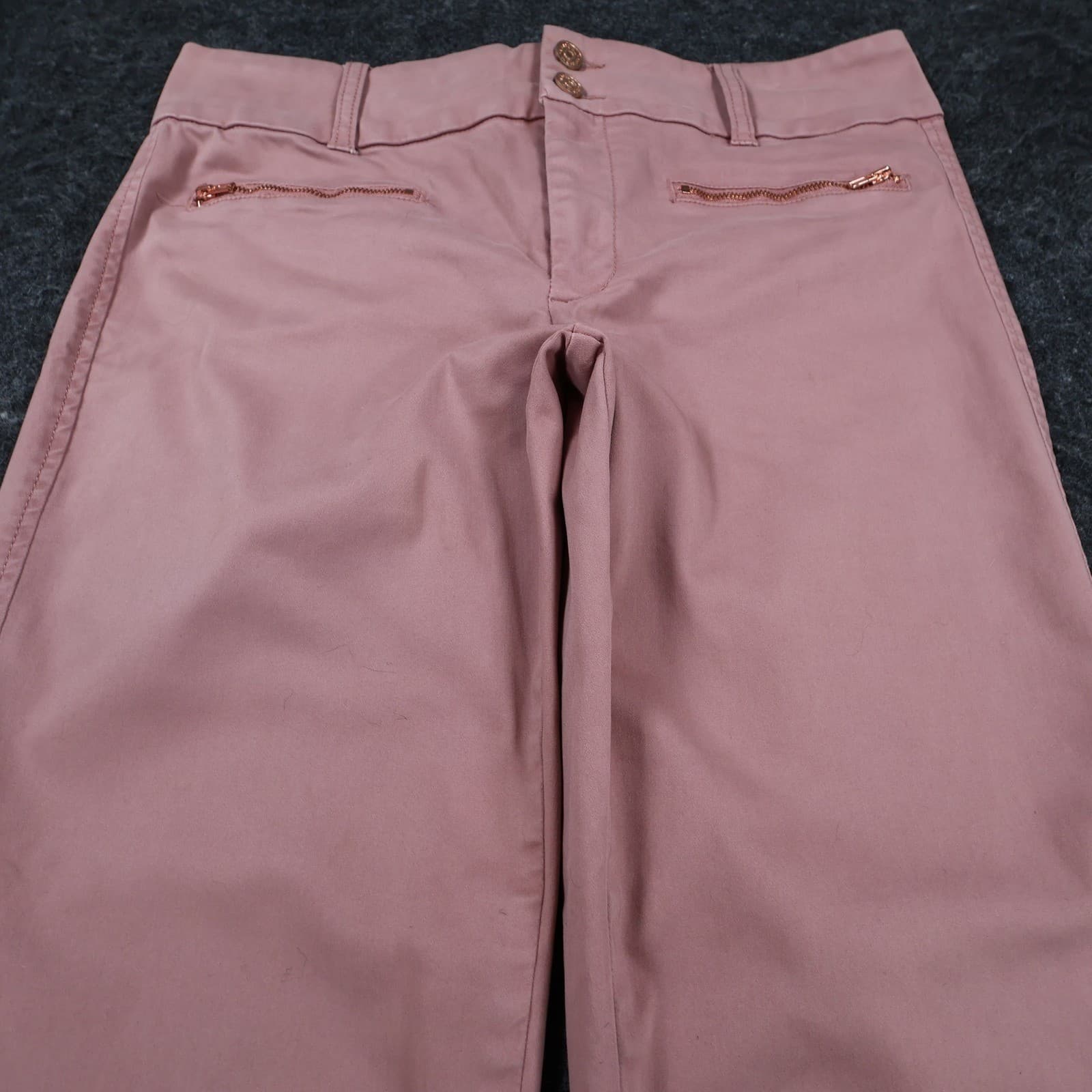 Tinsel Pants Womens 31 Pink Cotton Blend Skinny Ankle Rose Gold Zipper Stretch - Thumbnail 9