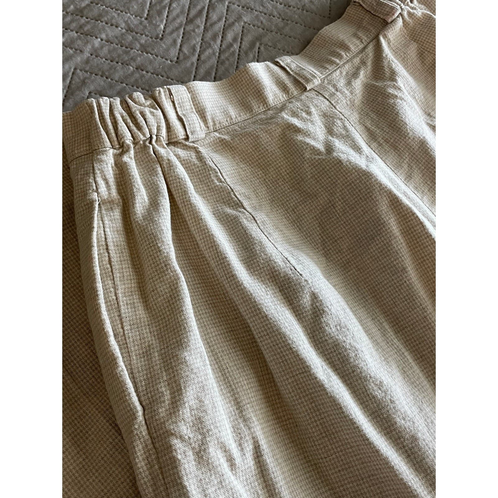 Vintage Sharon Young Womens Size 28 Beige Linen Pants - Thumbnail 10