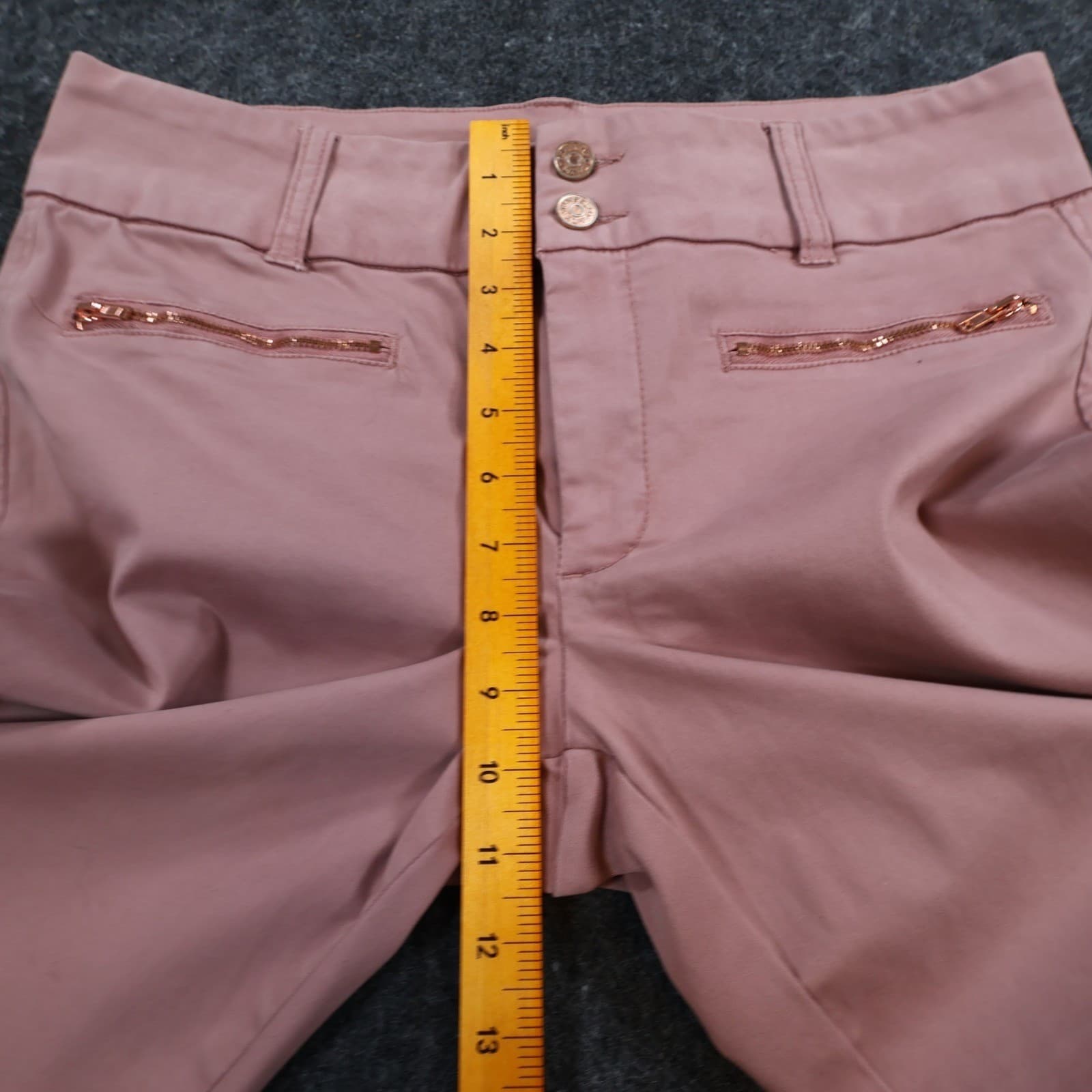 Tinsel Pants Womens 31 Pink Cotton Blend Skinny Ankle Rose Gold Zipper Stretch - Thumbnail 5