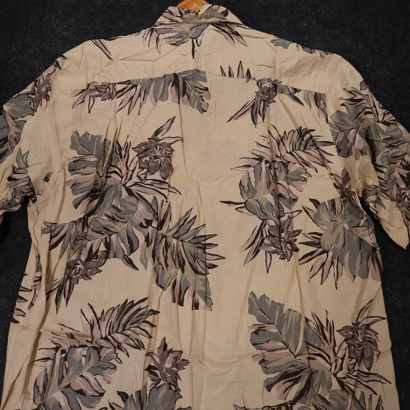 Nautica Button Up Shirt Mens XL Tan NEW Hawaiian Floral Tropical Rayon Vintage - Thumbnail 4