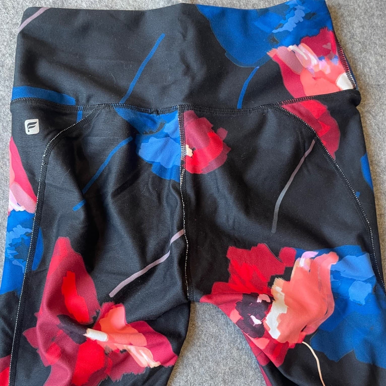 Fabletics Leggings Womens XS Black Blue Red Floral High Rise Workout - Thumbnail 3