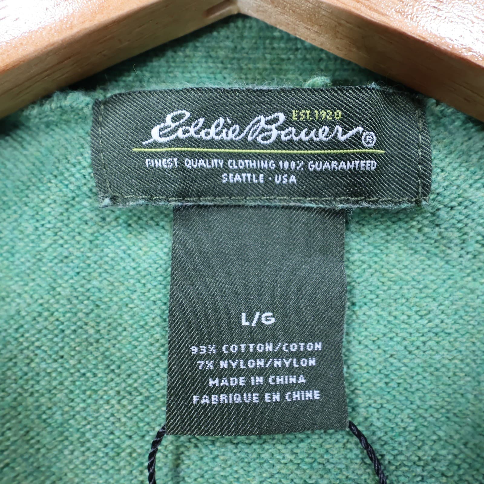 Eddie Bauer Sweater Womens L Green Cotton Blend V-Neck Knit Casual Classic - Thumbnail 7