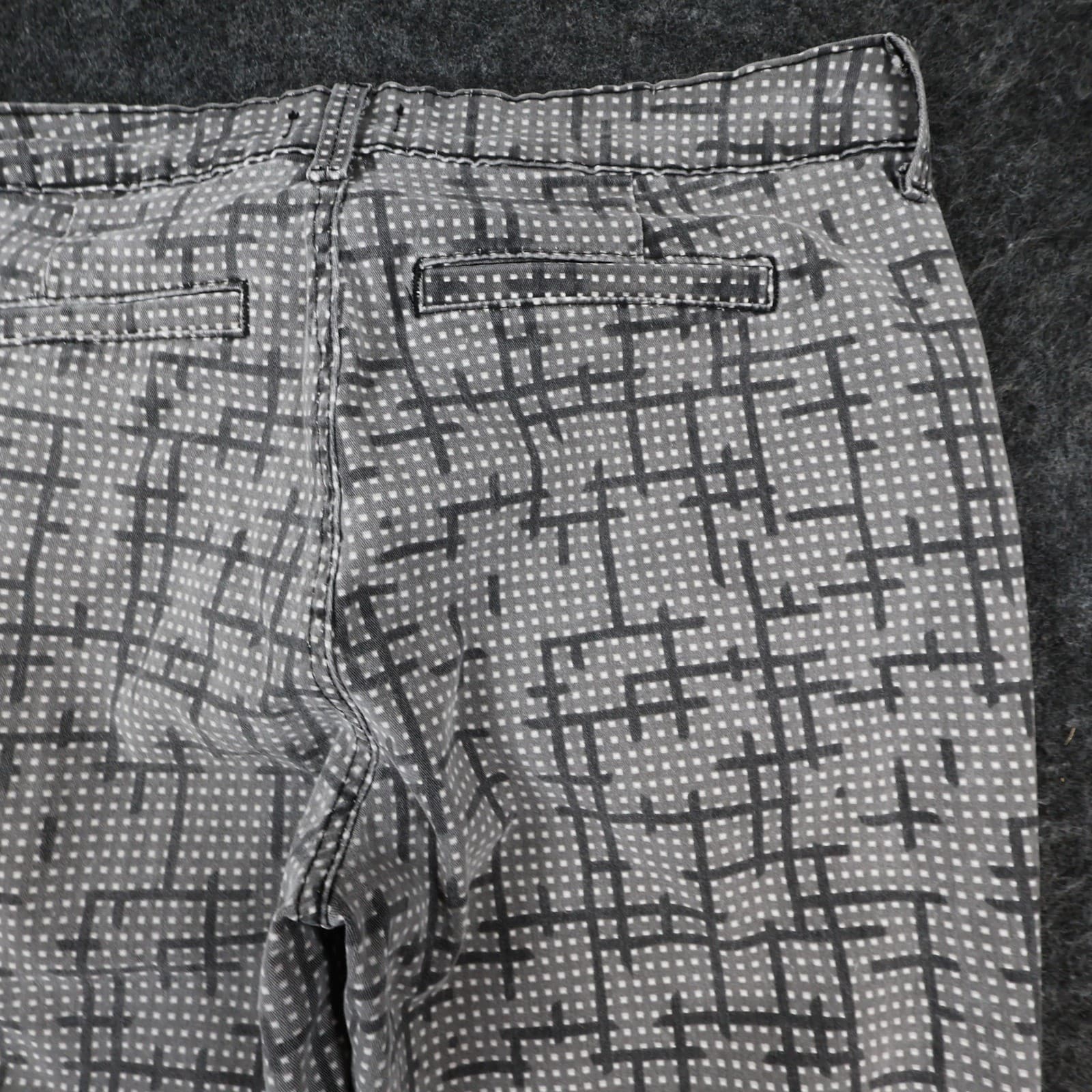 NYDJ Trouser Women Size 10 Gray Cotton Spandex Geometric Grid Print Slim Ankle - Thumbnail 12