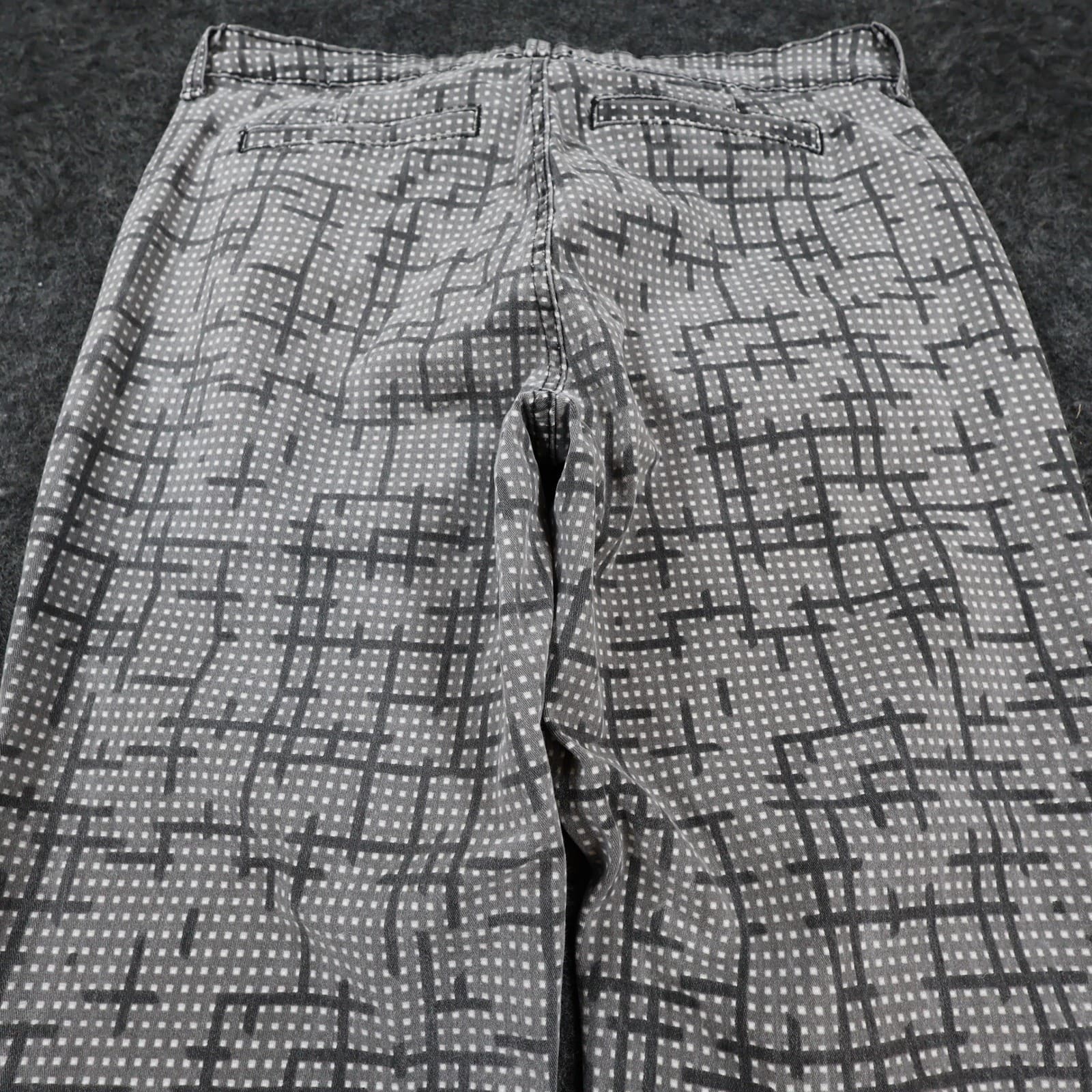 NYDJ Trouser Women Size 10 Gray Cotton Spandex Geometric Grid Print Slim Ankle - Thumbnail 10