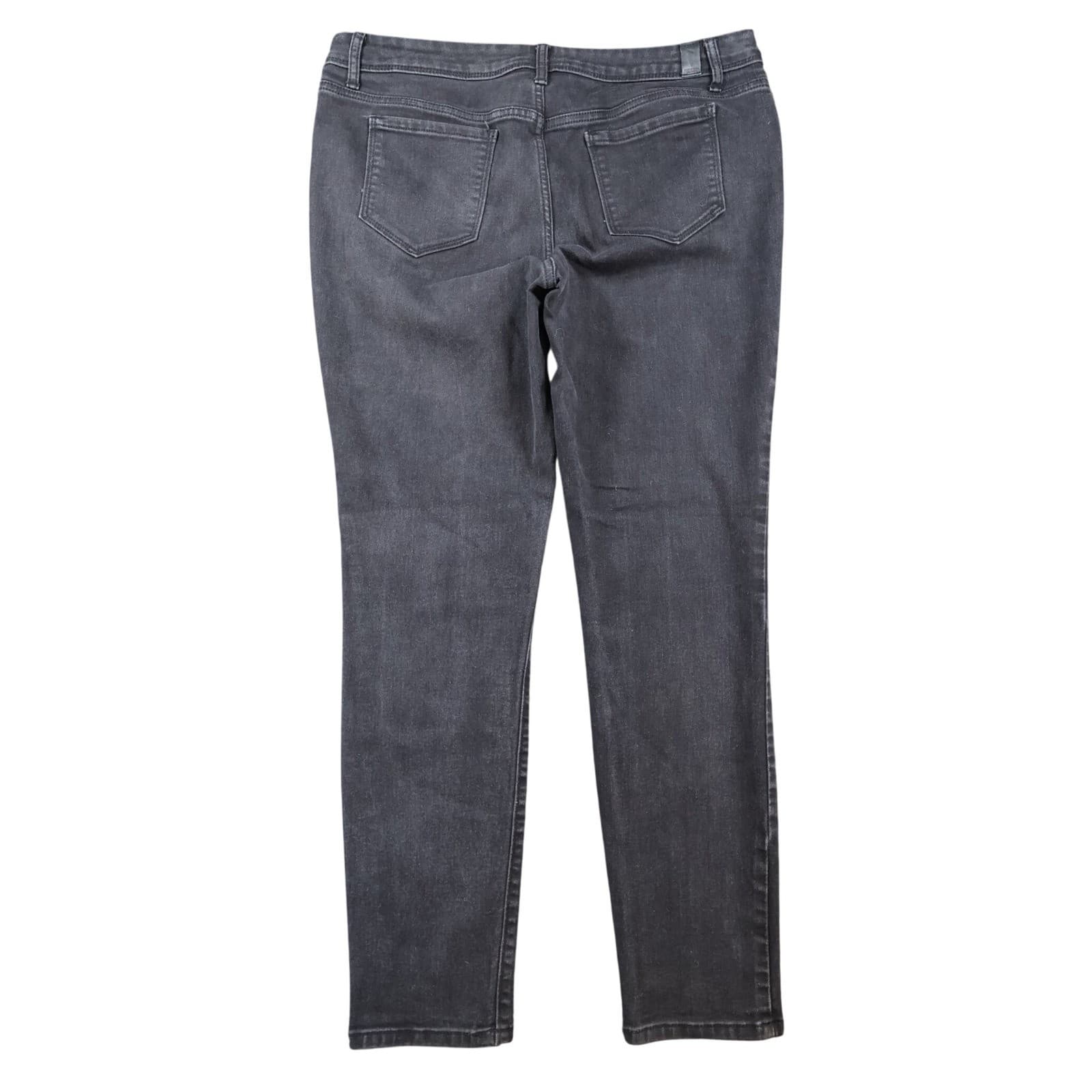 Simply Vera Vera Wang Skinny Jeans Womens 14 Black Denim Mid Rise Faded Stretch - Thumbnail 2