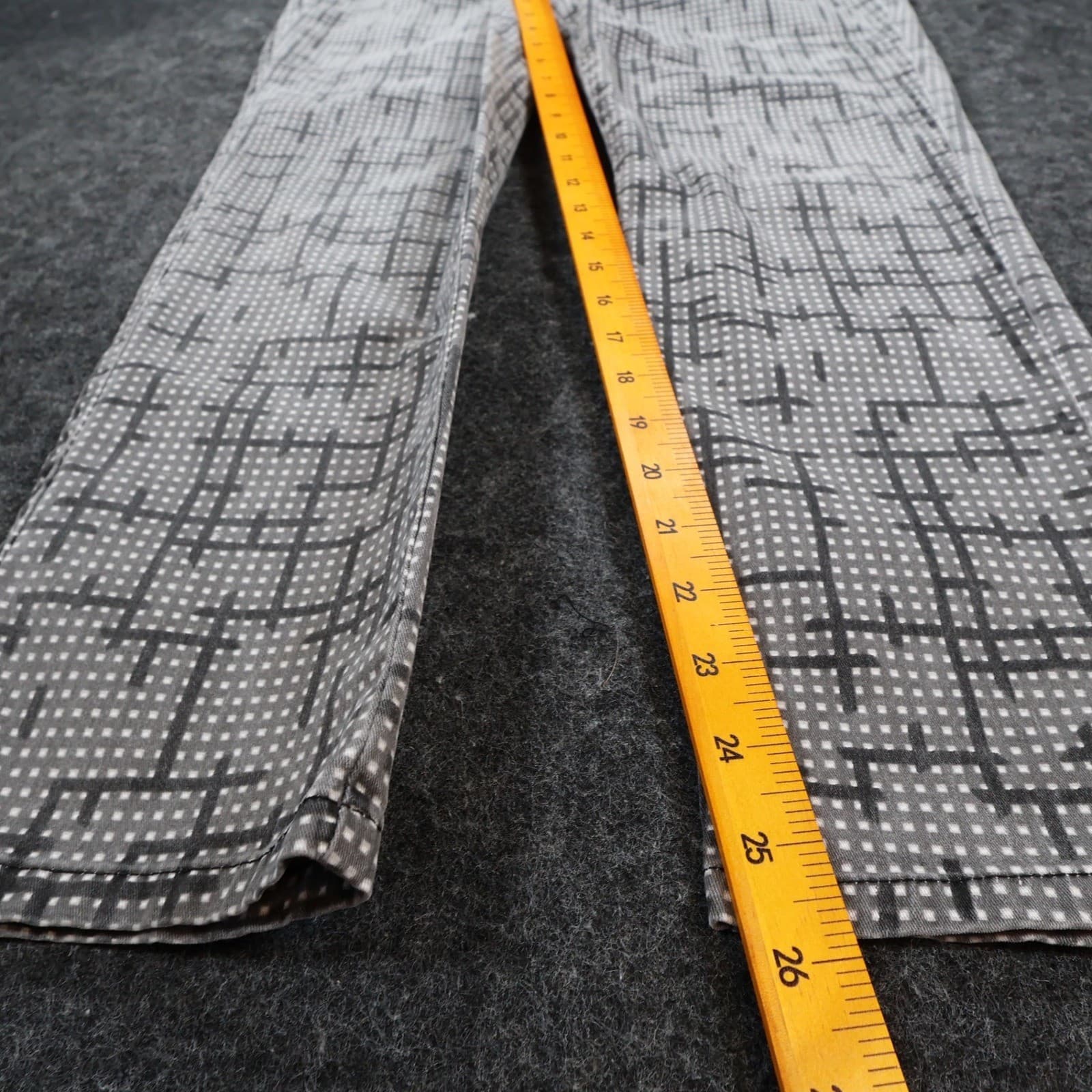 NYDJ Trouser Women Size 10 Gray Cotton Spandex Geometric Grid Print Slim Ankle - Thumbnail 4