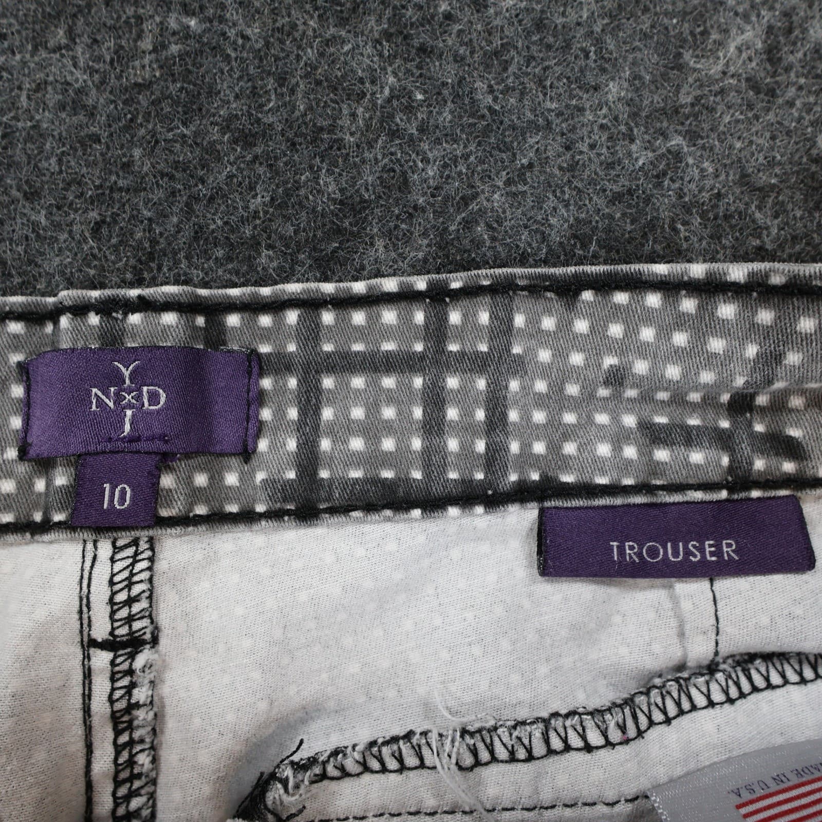 NYDJ Trouser Women Size 10 Gray Cotton Spandex Geometric Grid Print Slim Ankle - Thumbnail 7