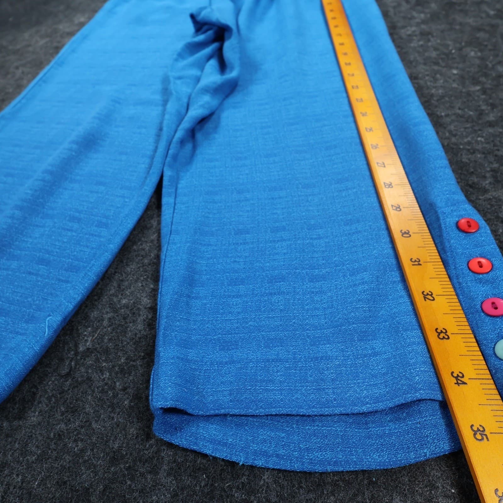 Vintage Stonebridge Crop Pants Womens L Blue Relaxed Button Hem Coastal - Thumbnail 3