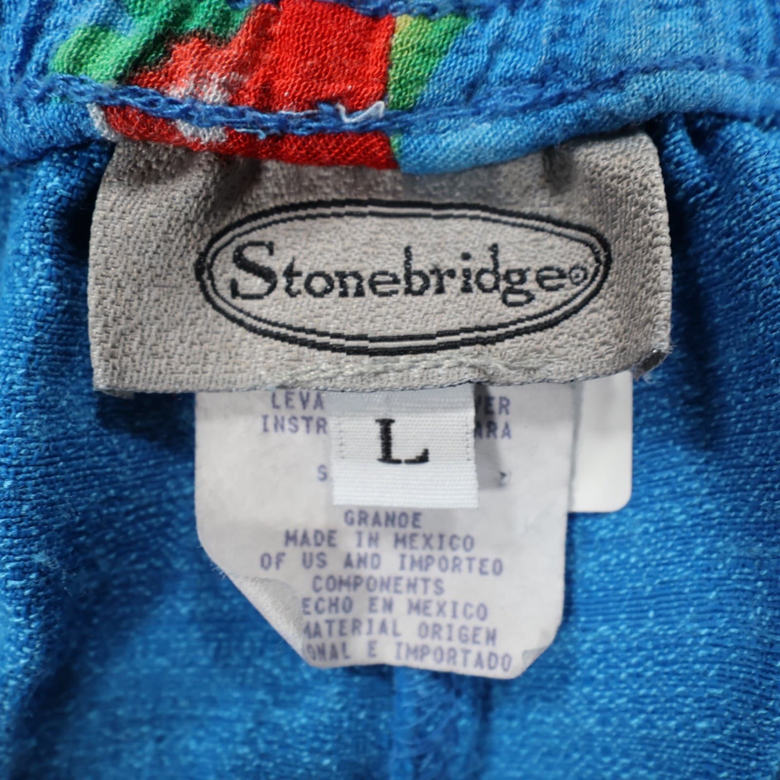 Vintage Stonebridge Crop Pants Womens L Blue Relaxed Button Hem Coastal - Thumbnail 7