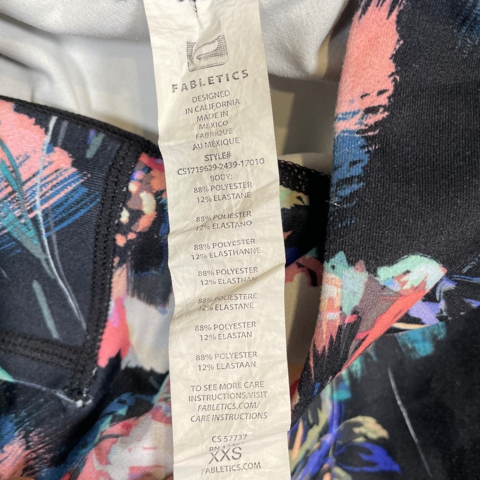 Fabletics Leggings Womens XXS Black Floral High Waisted Excellent Activewear - Thumbnail 4