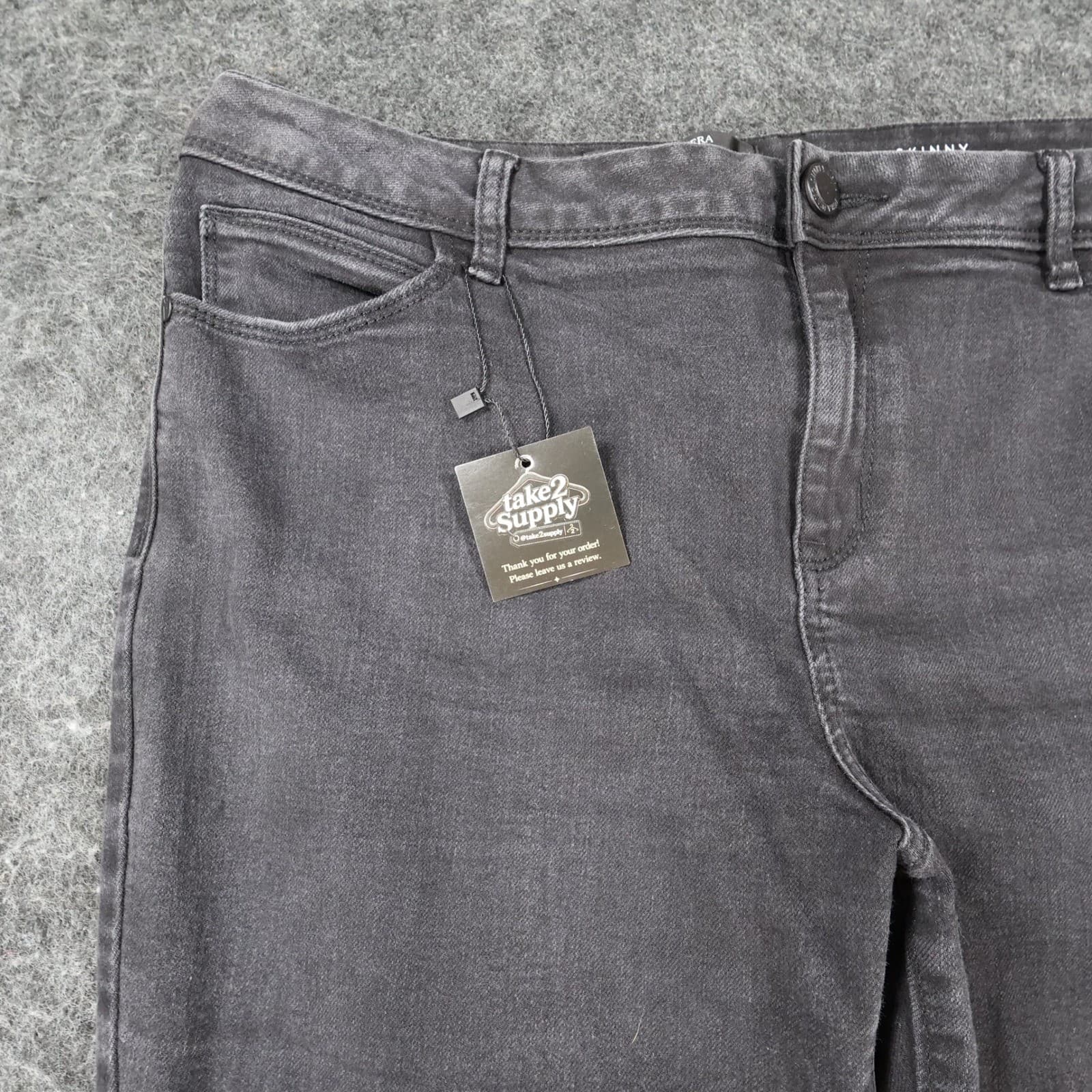Simply Vera Vera Wang Skinny Jeans Womens 14 Black Denim Mid Rise Faded Stretch - Thumbnail 11