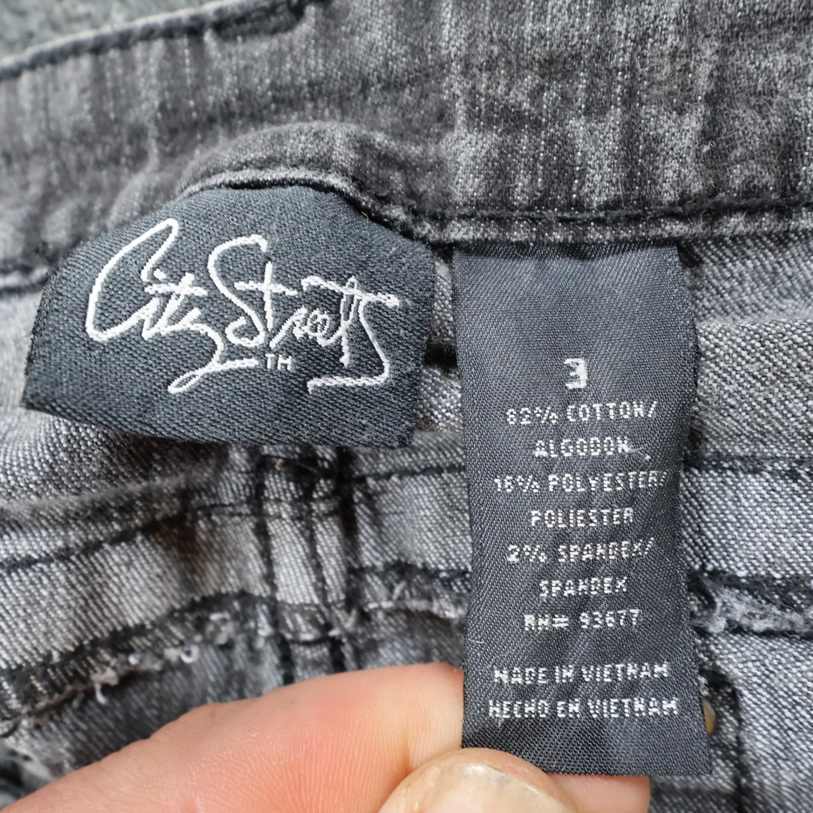 City Streets Skinny Jeans Womens 3 Gray Cotton Blend Stretch Slim Fit Denim - Thumbnail 7