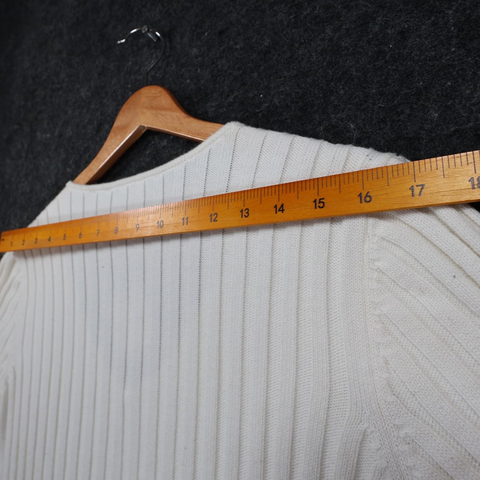 Lauren Ralph Lauren Sweater Womens L White Cotton Ribbed V-Neck Striped Nautical - Thumbnail 6