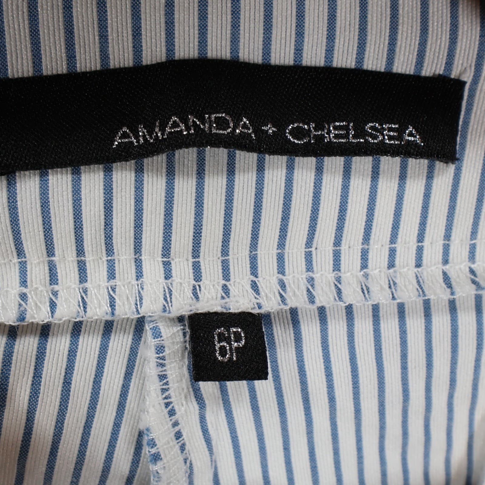 Amanda + Chelsea Dress Pants Womens 6P Blue White Pinstripe Rayon Slim Trousers - Thumbnail 7