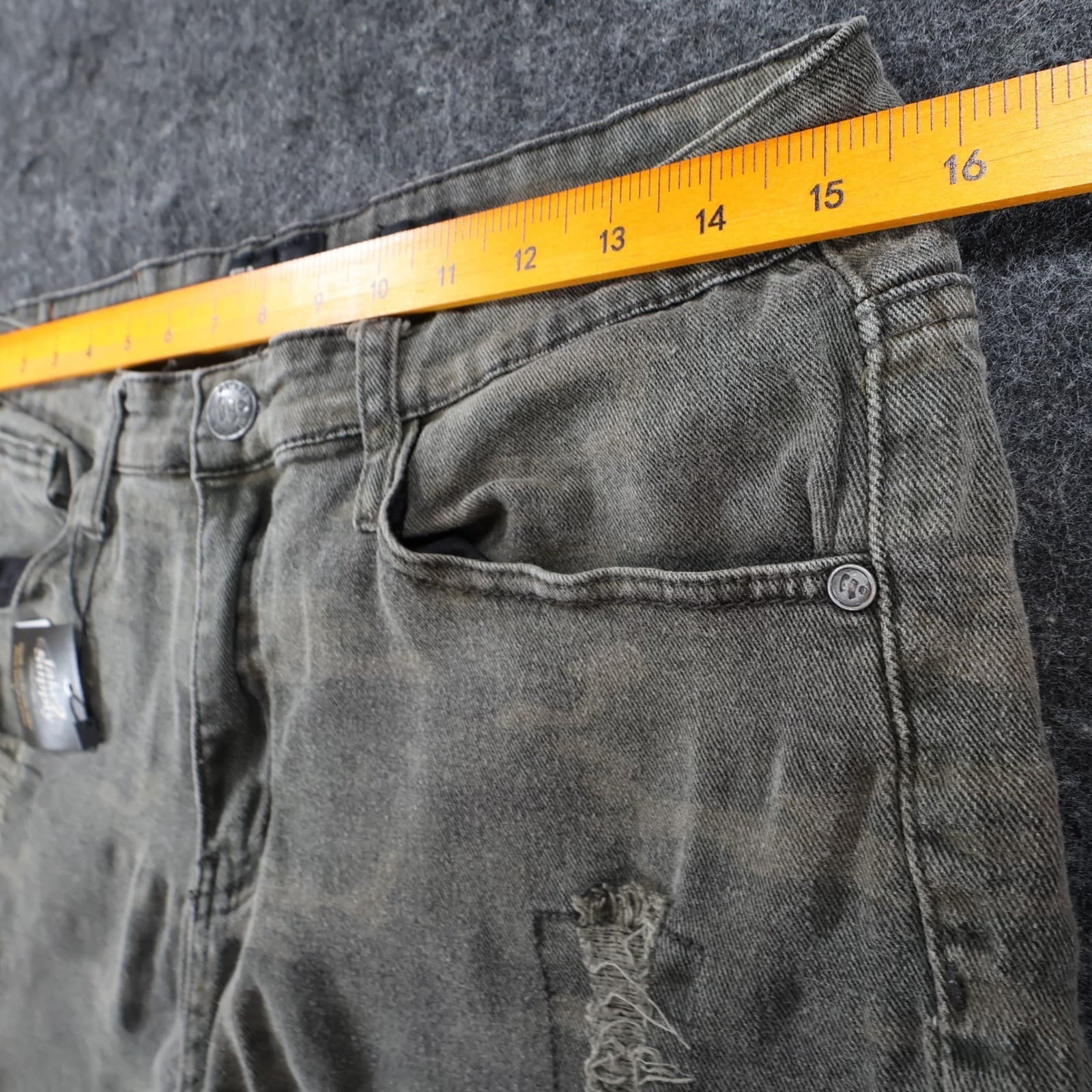 Waimea Biker Jeans Mens 34 Green Cotton Spandex Skinny Fit Camo Distressed Moto - Thumbnail 6