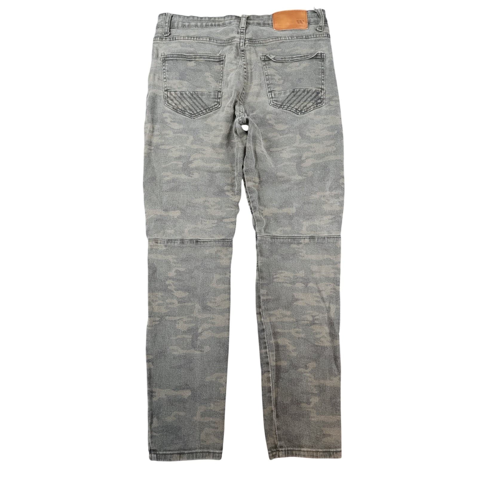 Waimea Biker Jeans Mens 34 Green Cotton Spandex Skinny Fit Camo Distressed Moto - Thumbnail 2