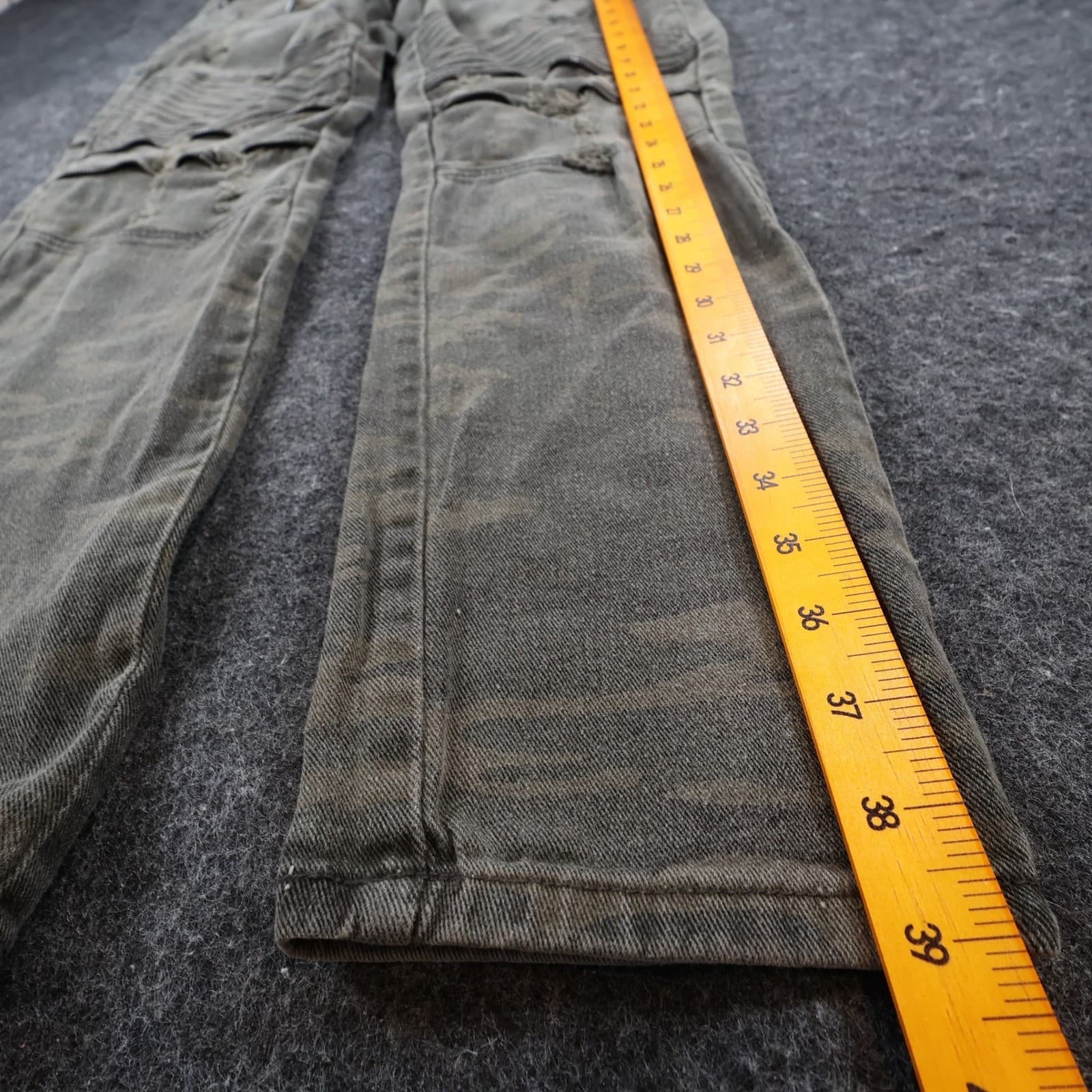 Waimea Biker Jeans Mens 34 Green Cotton Spandex Skinny Fit Camo Distressed Moto - Thumbnail 3