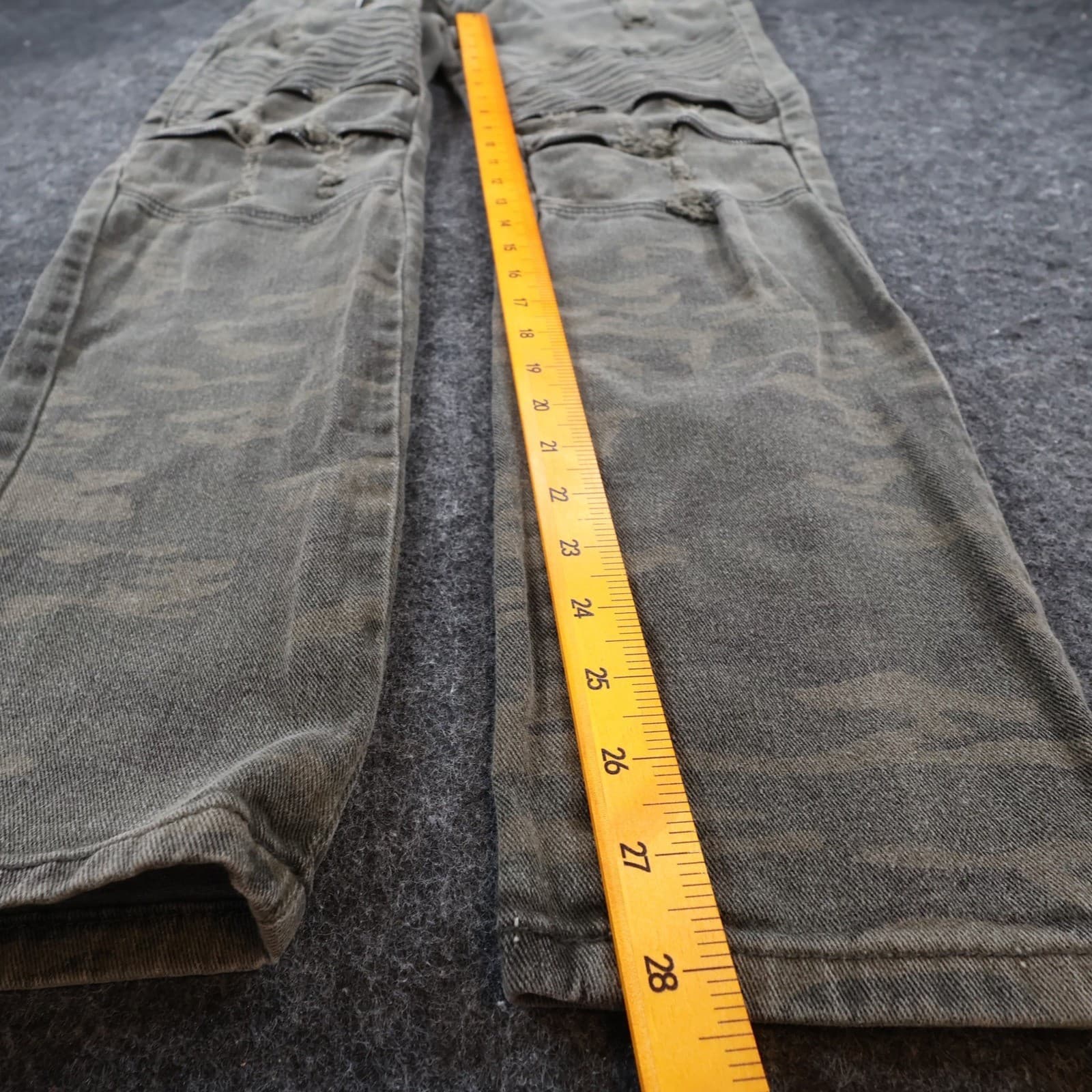 Waimea Biker Jeans Mens 34 Green Cotton Spandex Skinny Fit Camo Distressed Moto - Thumbnail 4