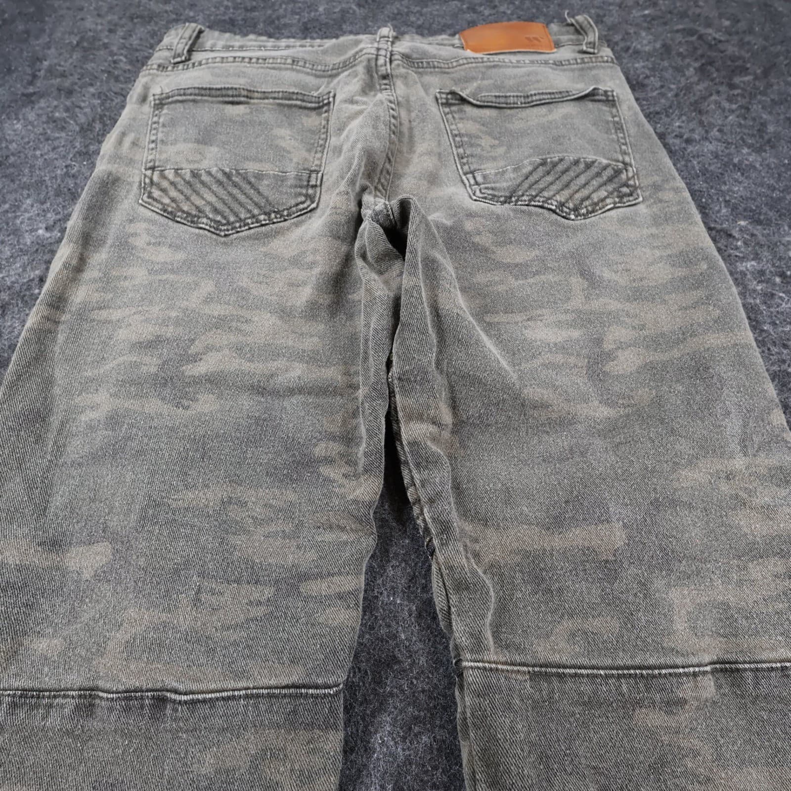 Waimea Biker Jeans Mens 34 Green Cotton Spandex Skinny Fit Camo Distressed Moto - Thumbnail 10