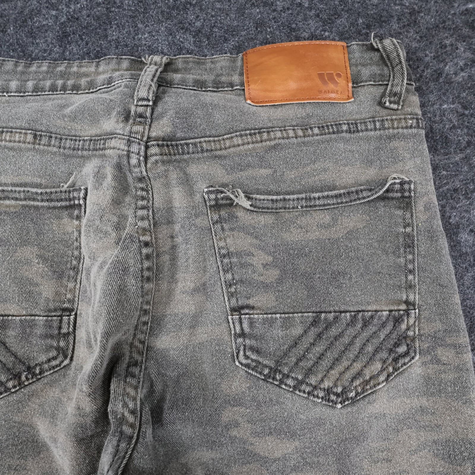 Waimea Biker Jeans Mens 34 Green Cotton Spandex Skinny Fit Camo Distressed Moto - Thumbnail 12