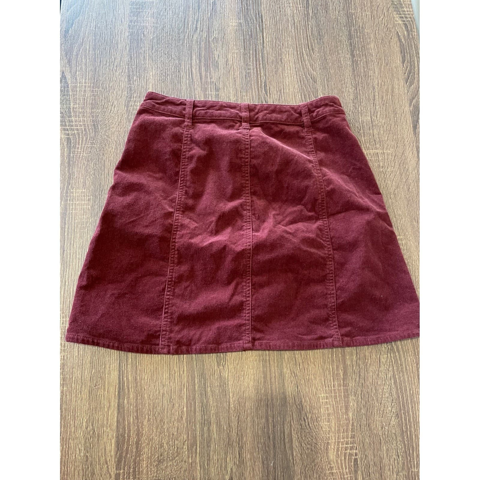 Mossimo Corduroy Mini A-Line Skirt Women Size 8 Burgundy - Thumbnail 5