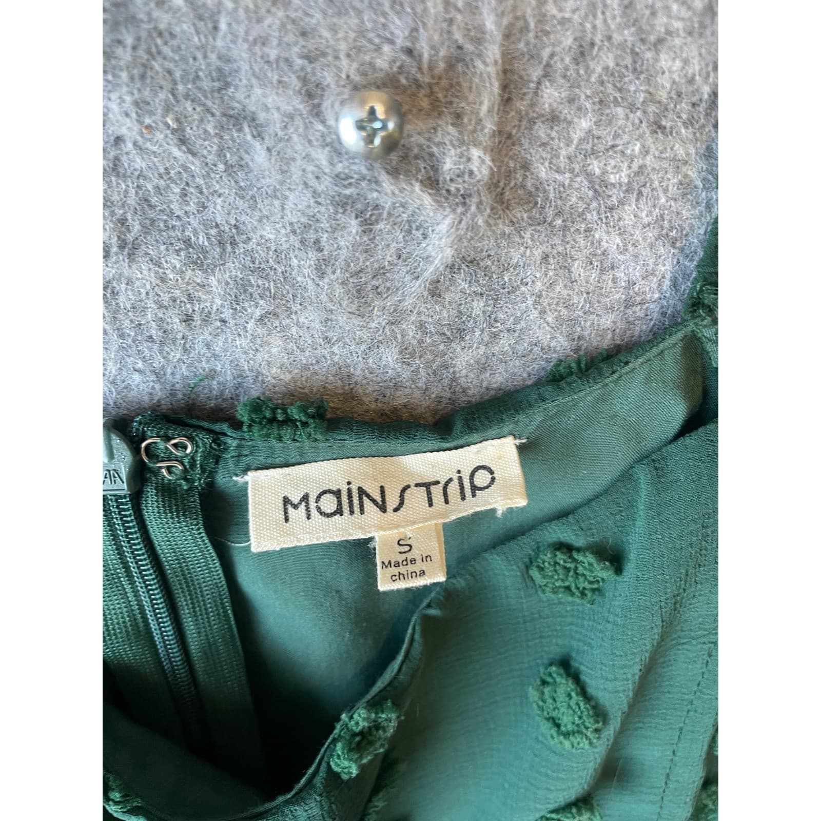 Mainstrip Swiss Dot Mini Dress Women Small Green Puff Sleeve Babydoll - Thumbnail 4