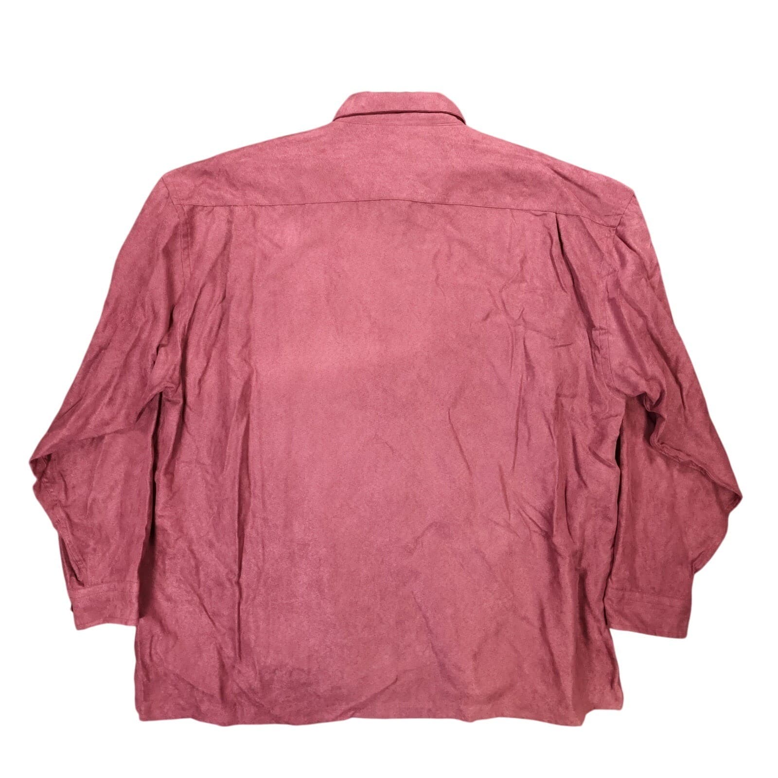 Van Heusen Button Up Shirt Mens 2XLT Wine New Vintage Soft Suede 32B899P67 - Thumbnail 2