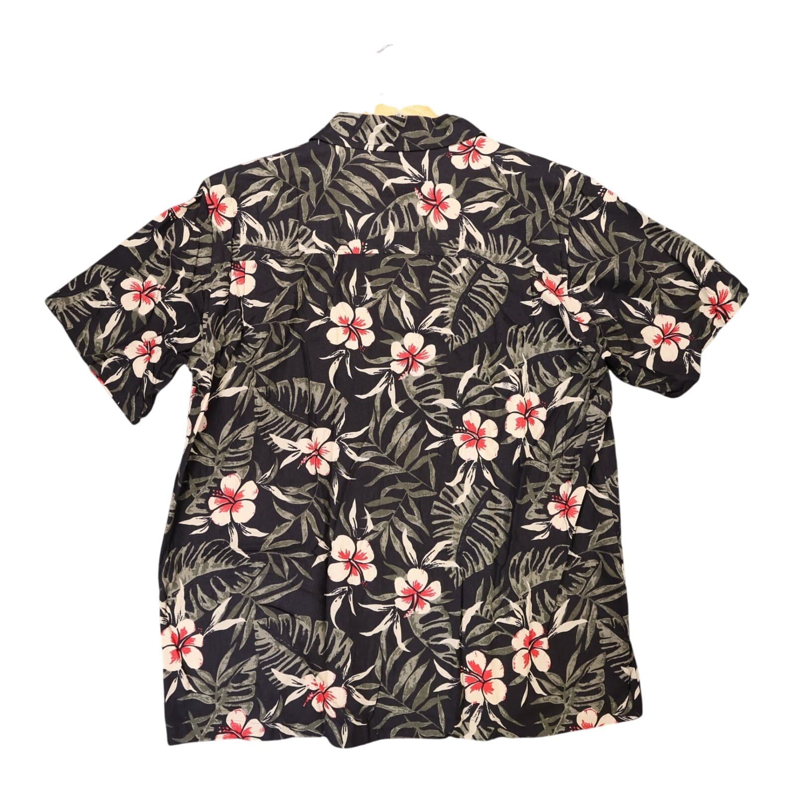 Untied Button Up Shirt Mens XL Black New Vintage Tropical Silk Floral - Thumbnail 2